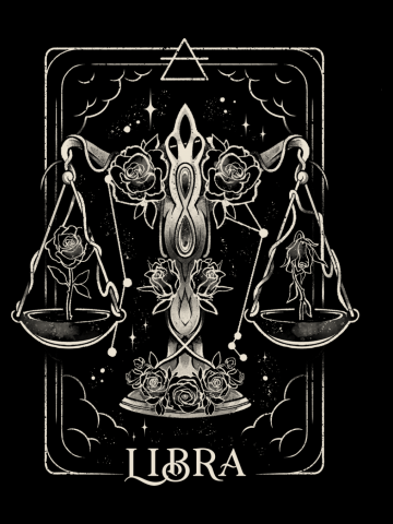 Libra Card - Dark Tarot Art Zodiac Sign Libra Gift