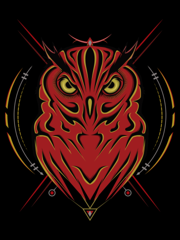 Logo owl, illustration owl for T-shirt design , wall decorative or outwear. Hunting tattoo owl style