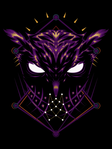 Logo owl, illustration owl with spiritual symbol. design for apparel product.
