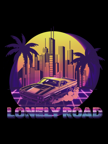 Lonely road with the sound of a car engine