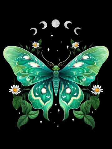 Luna Moth and Moon