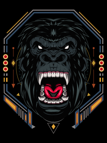 Mad gorilla emblem. vector gorilla face.