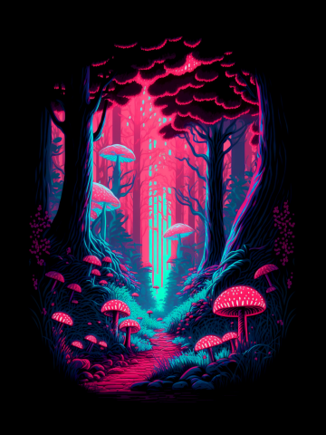 Magic mushroom forest