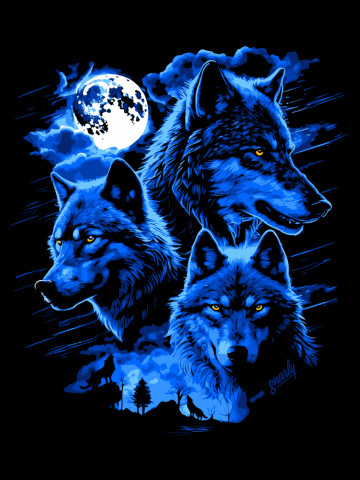 Majestic Mountain Wolves Under a Full Moon by gnarly