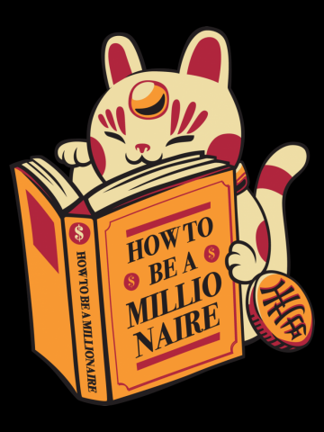 Maneki-Neko How to be a Millionaire Cat Black Design