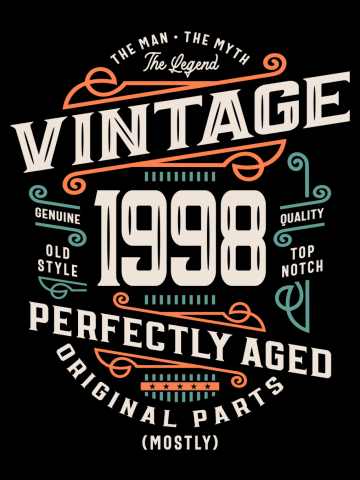 Mens 25 Years Old Vintage 1998 Man Myth Legend 25th Birthday