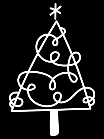 Minimal Christmas Tree Cozy Winter Holidays Doodle Tee