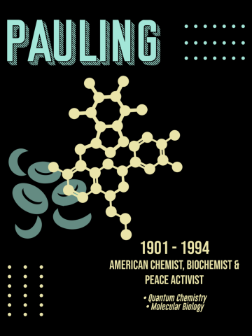 Minimal Science Poster -  Linus Pauling - Chemist, Biochemist, Peace Activist