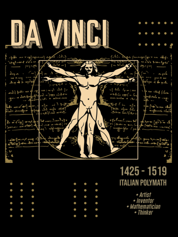 Minimal Science Posters - Leonardo Da Vinci 01 - Artist, Inventor, Mathematician