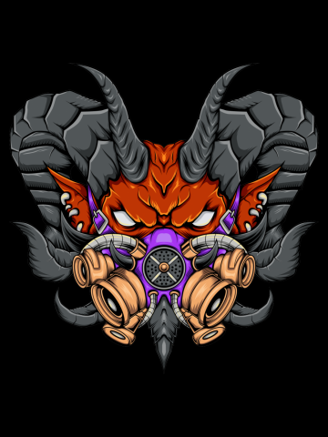 Monster head illustration with air mask. apocalypse style design template
