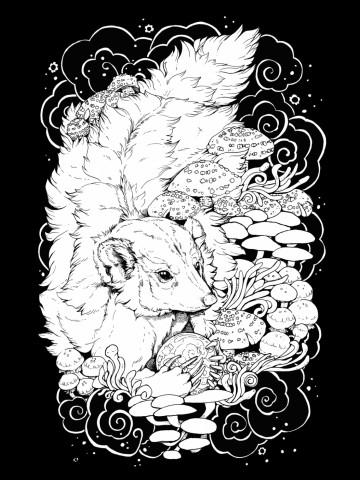 Mushroom Witch - Black Linework version