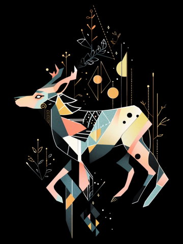 Mystical Forest Deer Geometry