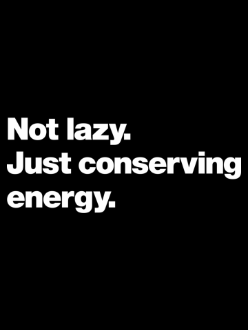 Not lazy. Just conserving energy.