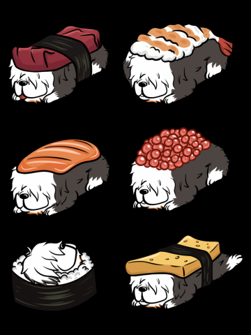 Old English Sheepdog Sushi Nigiri