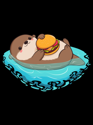 Otter enjoys a tasty burger and good vibes