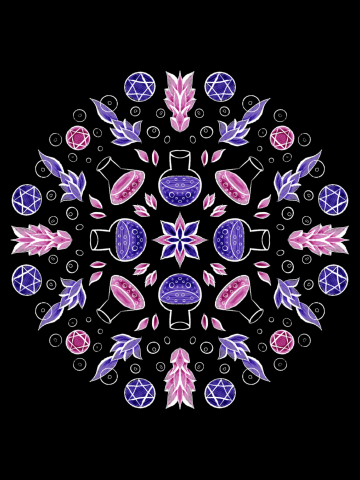 Pastel goth witch pentagrams and potions