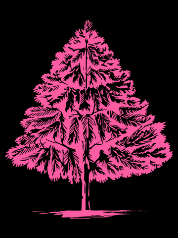 Pink Pine Christmas Tree Silhouette - Festive Vector Design