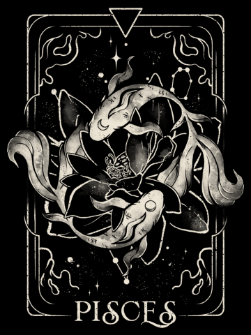 Pisces Card - Dark Tarot Art Zodiac Sign Pisces Gift