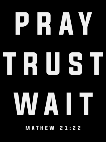 Pray Trust Wait Matthew 21:22 Scripture Christian