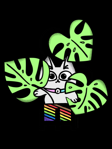 Rainbow Pride Cat in Plant