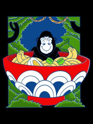 Ramen and Gorilla in Forest