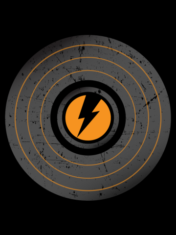 Record with lightning bolt