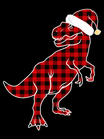 Red Plaid Dinosaur Hat Santa Matching Buffalo Family Pajama Sweatshirt