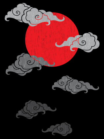 Red moon and clouds