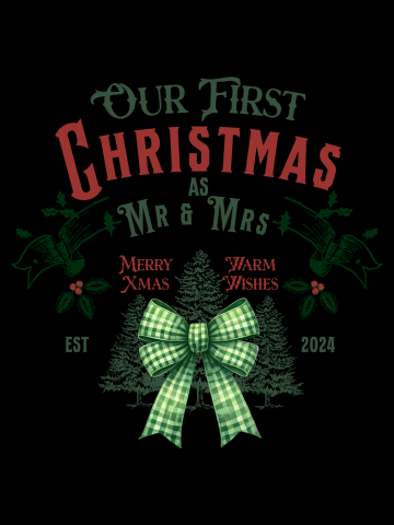 Retro First Christmas As Ms and Mrs