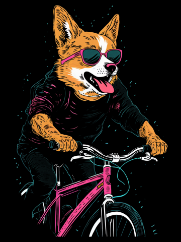 Retro Happy Corgi Rider