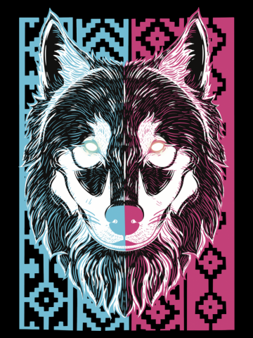 Retro Native Wolf