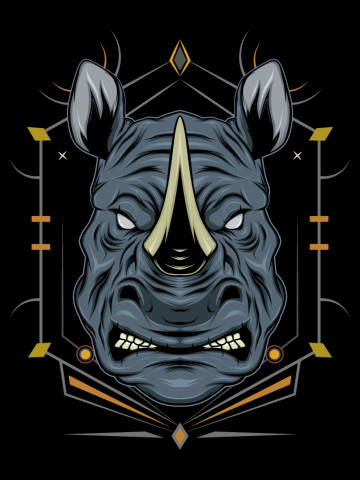 Rhino vector design.Rhino illustration template.