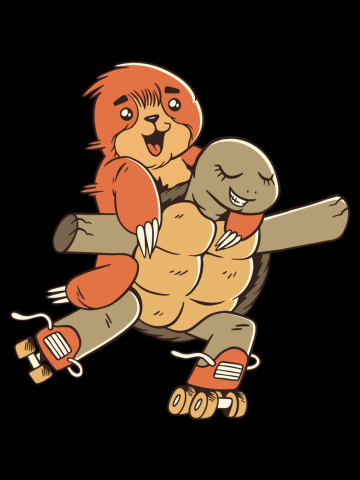 Roller Skating Sloth and Turtle