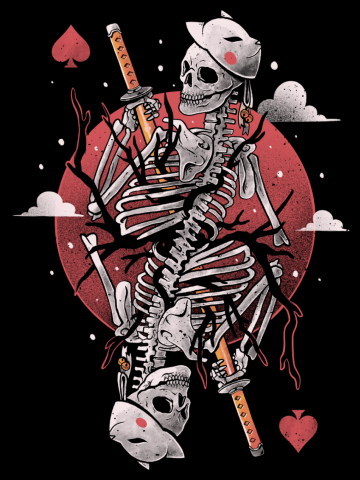 Samurai Skull Card - Dark Goth Skeleton Japanese Oriental Gift