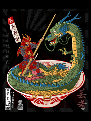 Samurai battles Dragon over ramen