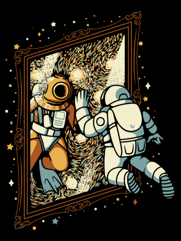 Scuba Diver Astronaut Van Gogh Painting