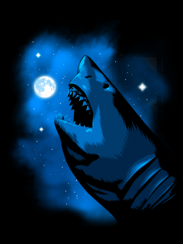 Shark attacking the moon