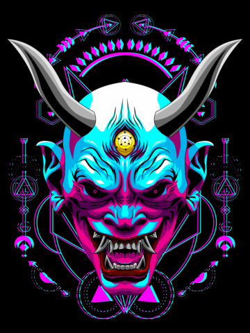 Shinigami oni yokai scary face