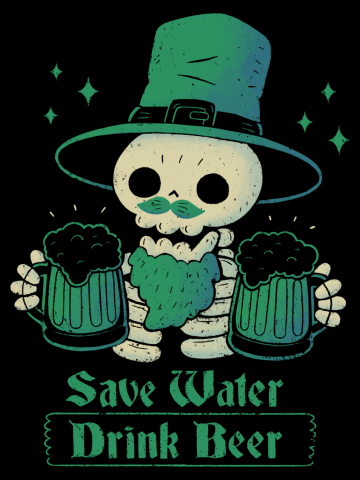 Skeleton St Patrick drinks Beer