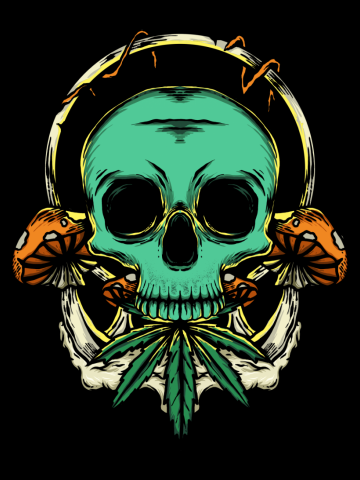 Skull weed and mushroom