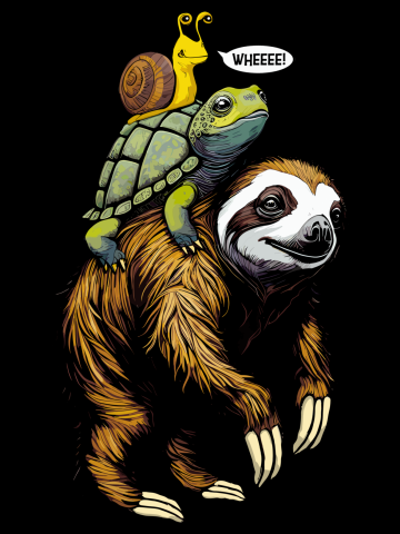 Sloth Turtle Snail Piggyback Slow Animal Speed Race