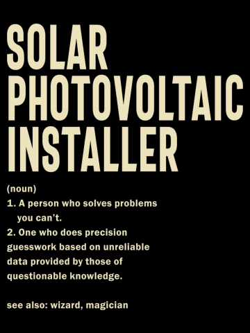Solar Photovoltaic Installer Gift Funny Job Title Profession Birthday Idea
