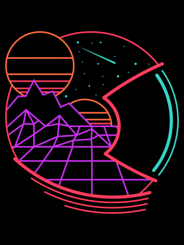Space Adventure in 80s Retrowave Style