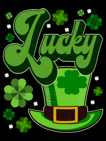St Patrick's Day Hat Lucky Text Green