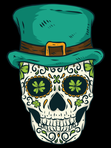 St Patricks Day Skull irish Shamrock Skeleton