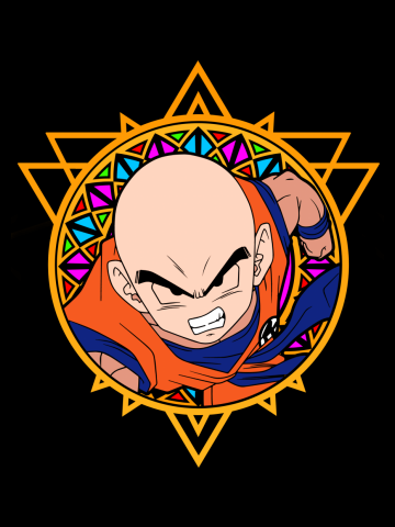 Stained Glass Colored- Dragon ball - Krillin