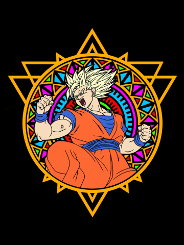 Stained Glass Colored; Dragon Ball- Goku SSJ