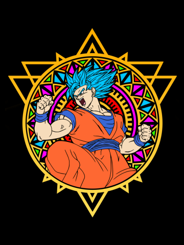 Stained Glass Colored; Dragon Ball- Goku SSJB