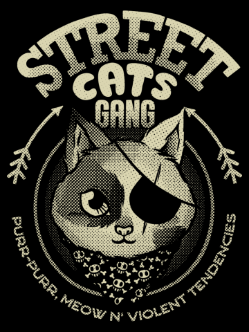 Street Cats Gang Purr Purr Meow and Violent Tendencies Black and White