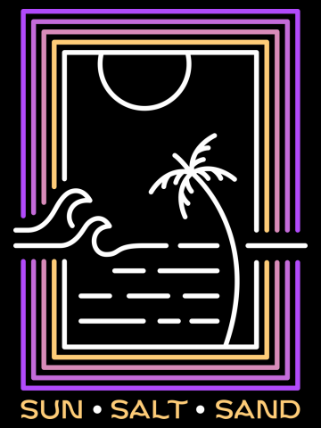 Sun Salt Sand 2 is a monoline illustration that is suitable for t-shirts, jackets,  or merchandise w